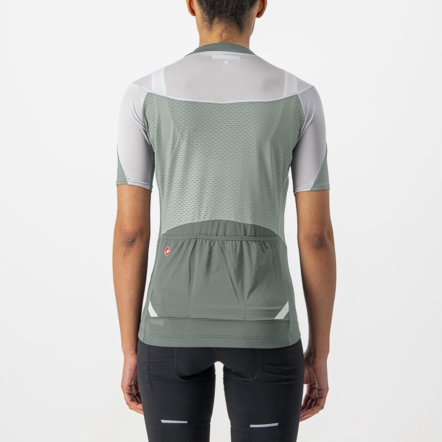 Dámské Dres Castelli GRADIENT COLOR BLOCK Zelene Bílé | WKM610483