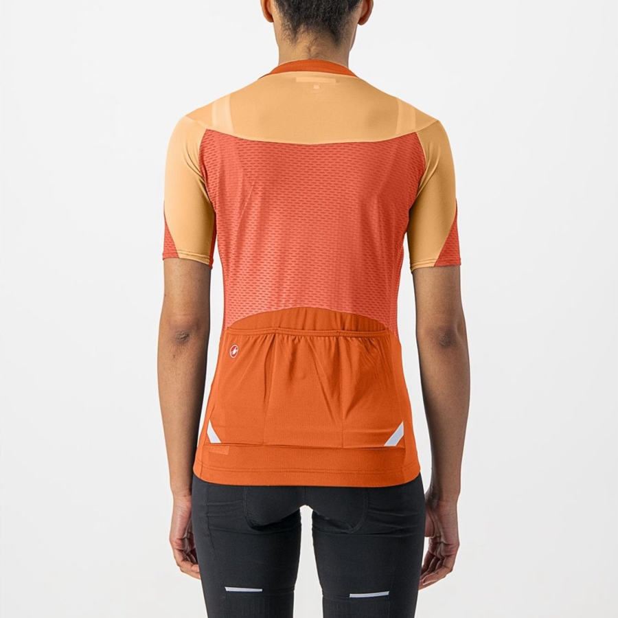 Dámské Dres Castelli GRADIENT COLOR BLOCK Tmavě Červené Oranžové Oranžové | XEP014327