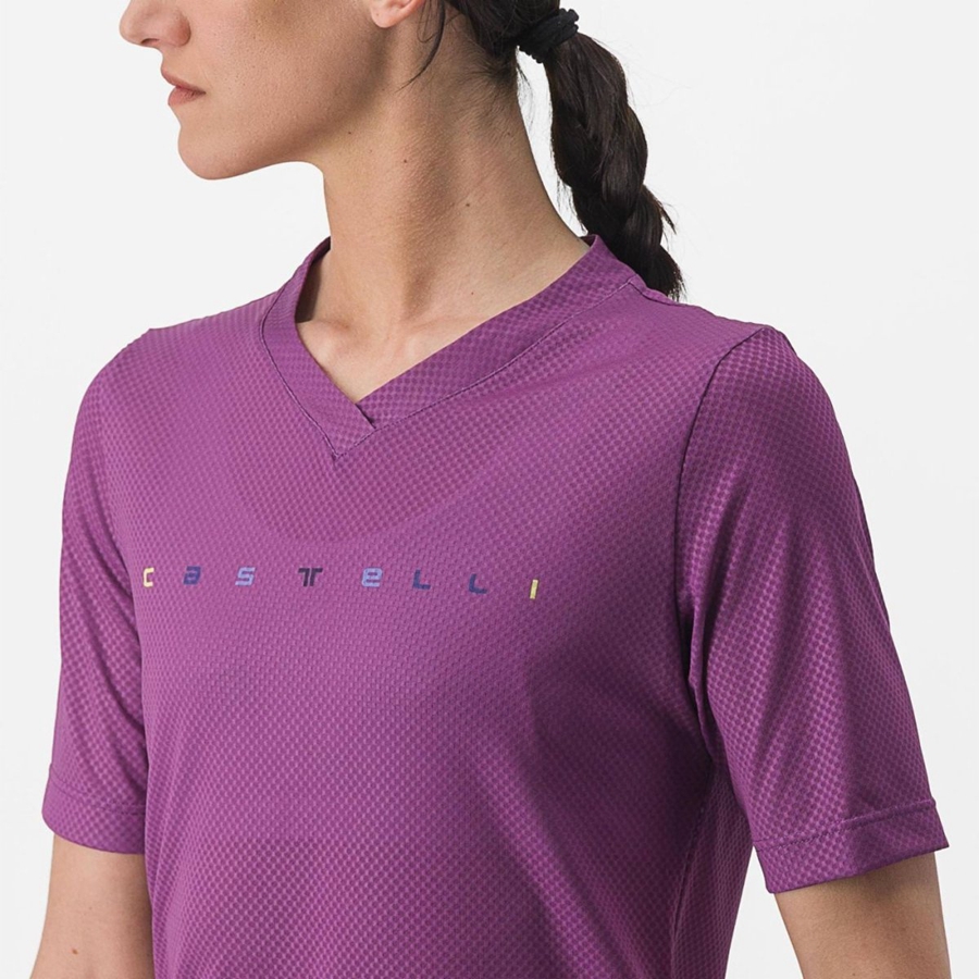 Dámské Dres Castelli TRAIL TECH 2 W TEE Fialové | EXG017295