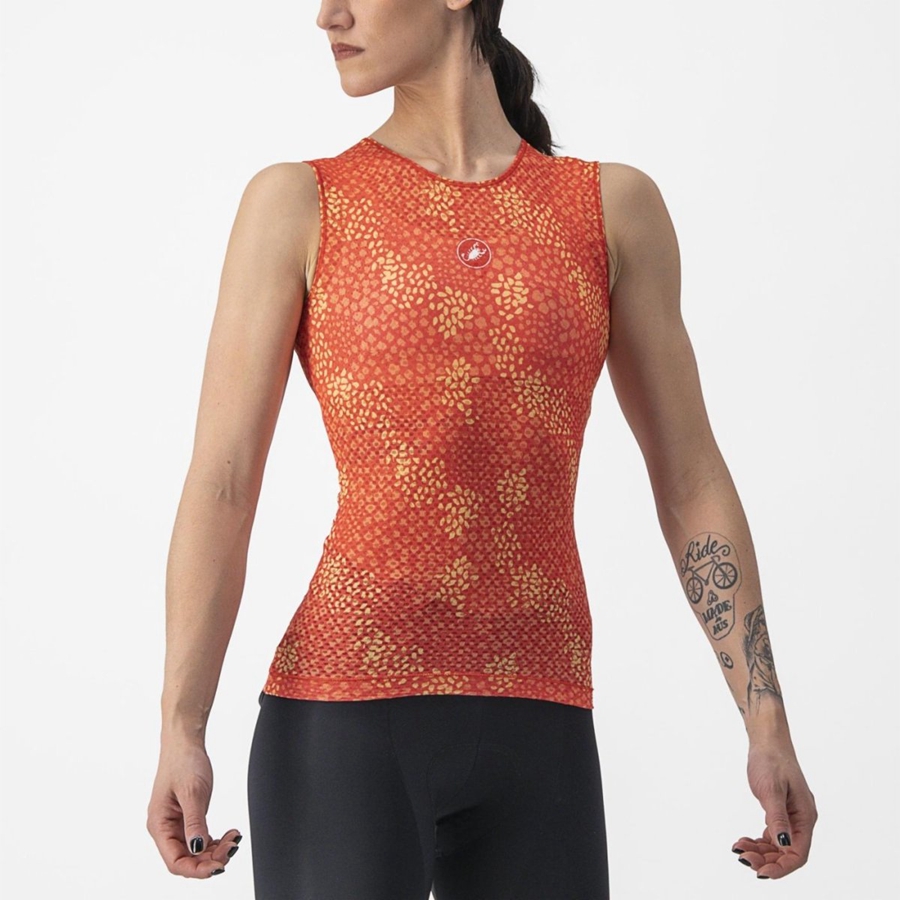Dámské Základní Vrstva Castelli PRO MESH 4 W SLEEVELESS Oranžové | IYF230417