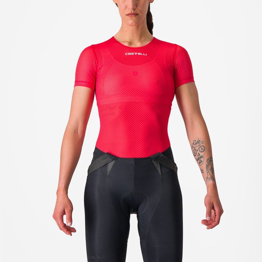 Dámské Základní Vrstva Castelli PRO MESH W SHORT SLEEVE Červené | LNR196350