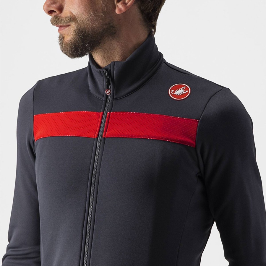 Pánské Dres Castelli PURO 3 FZ Tmavě Šedé Červené | EWN357284