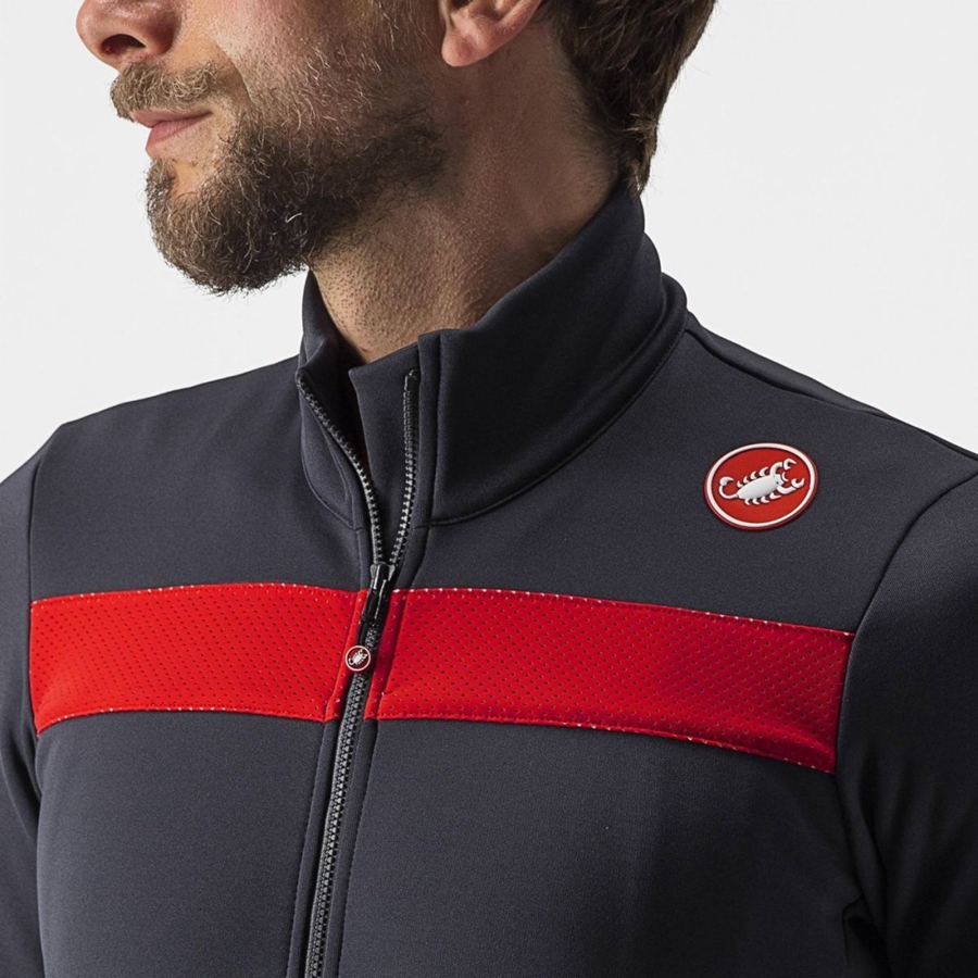 Pánské Dres Castelli PURO 3 FZ Tmavě Šedé Červené | EWN357284