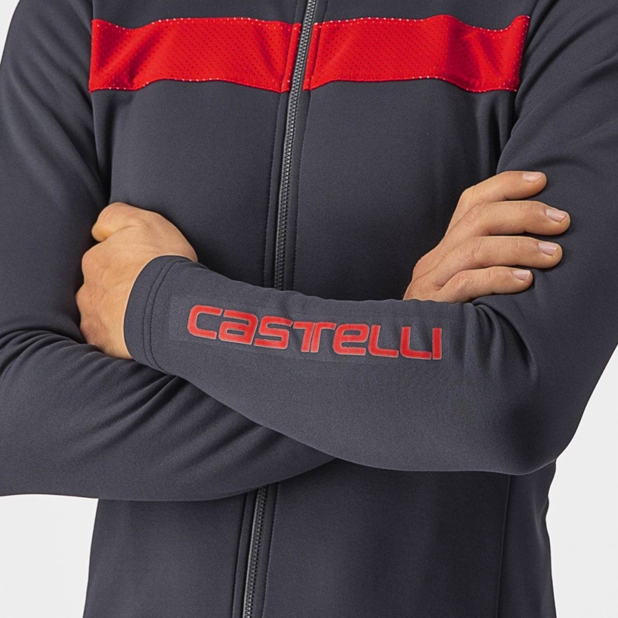 Pánské Dres Castelli PURO 3 FZ Tmavě Šedé Červené | EWN357284