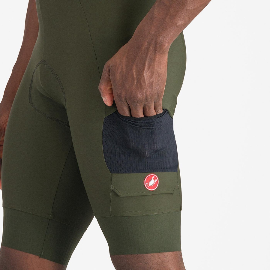 Pánské Kraťasy S Bryndákem Castelli UNLIMITED CARGO Tmavě Zelene | STG843120
